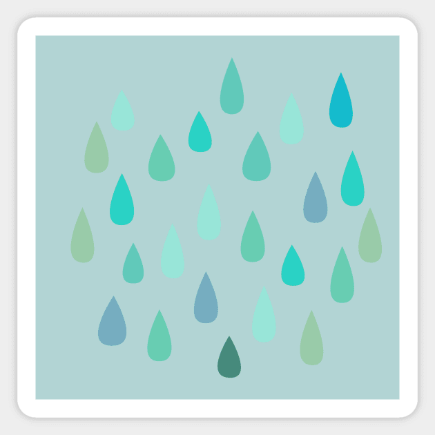 Blue and Green Raindrops Sticker by Cecilia Mok